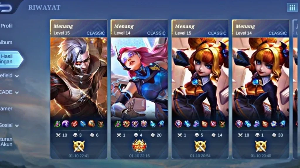 cara cek rekor winstreak ML
