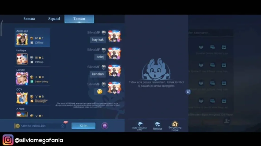 cara hapus chat di ML